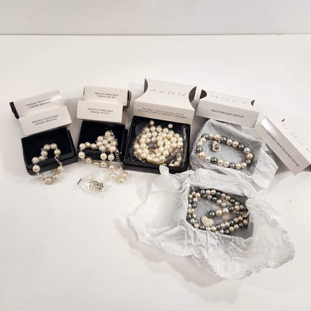 Avon Pearlesque Jewelry Bundle Twining, Elegant, Sweet NEW